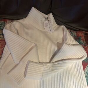 The Republic Women's Beige Ribbed Turtleneck Sweater